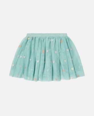 Heart Embroidered Tulle Layered Skirt