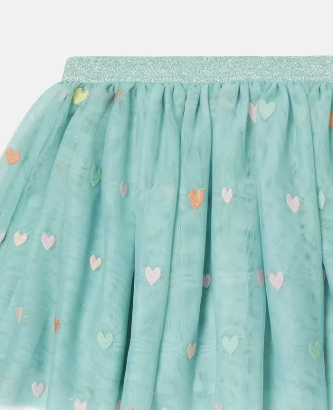 Heart Embroidered Tulle Layered Skirt Heart Embroidered Tulle Layered Skirt