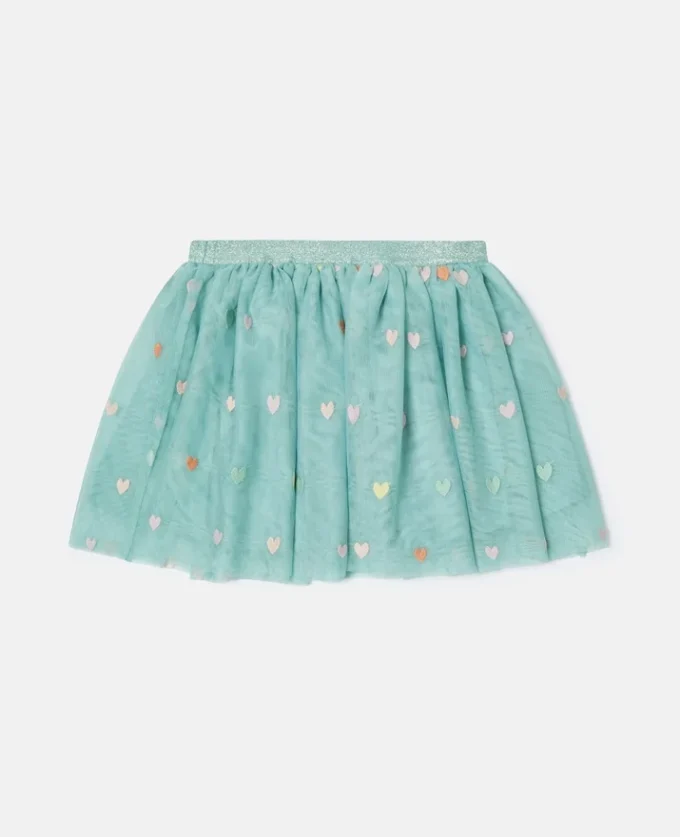 Heart Embroidered Tulle Layered Skirt Heart Embroidered Tulle Layered Skirt