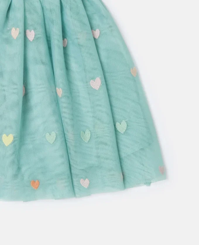 Heart Embroidered Tulle Layered Skirt Heart Embroidered Tulle Layered Skirt