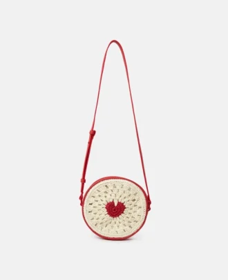Heart Raffia Crossbody Bag