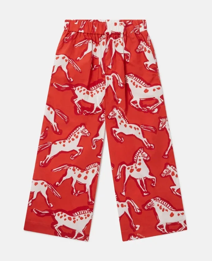 Horse-Print Popeline Trousers Horse-Print Popeline Trousers