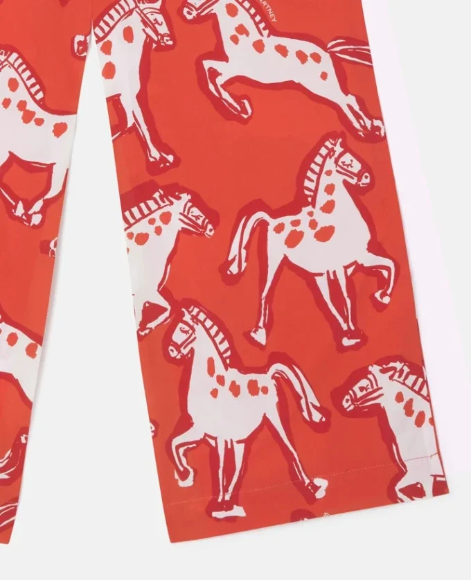 Horse-Print Popeline Trousers Horse-Print Popeline Trousers