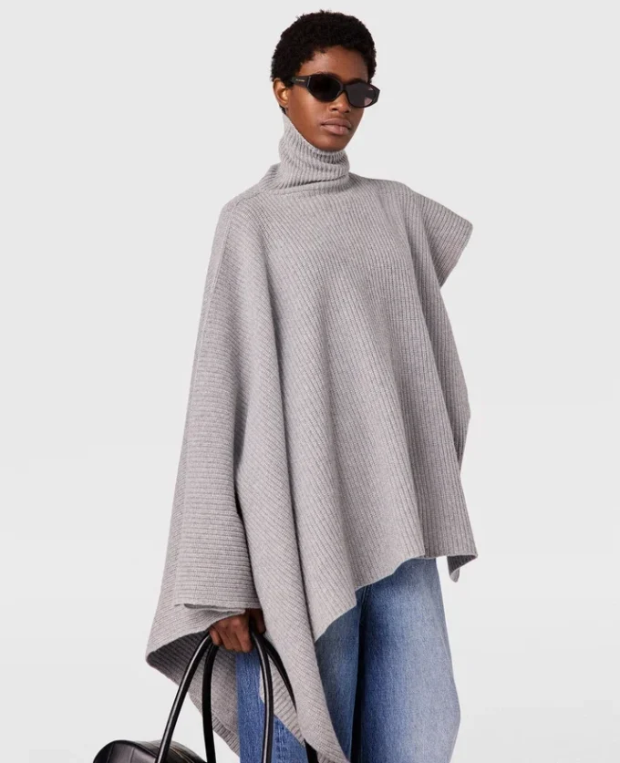 Knit Asymmetric Turtleneck Poncho Knit Asymmetric Turtleneck Poncho