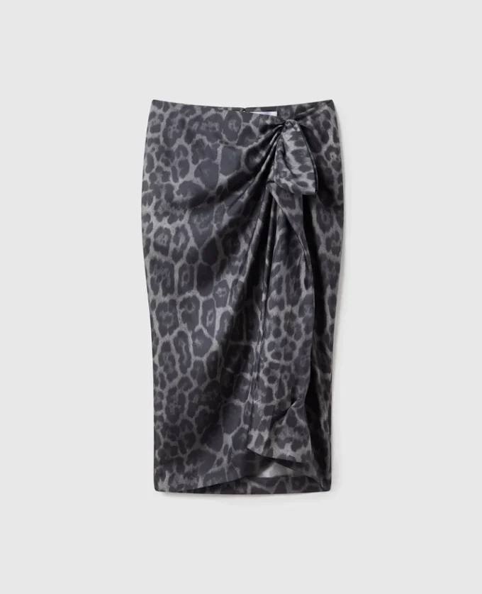Knotted Asymmetric Leopard Midi Skirt Knotted Asymmetric Leopard Midi Skirt