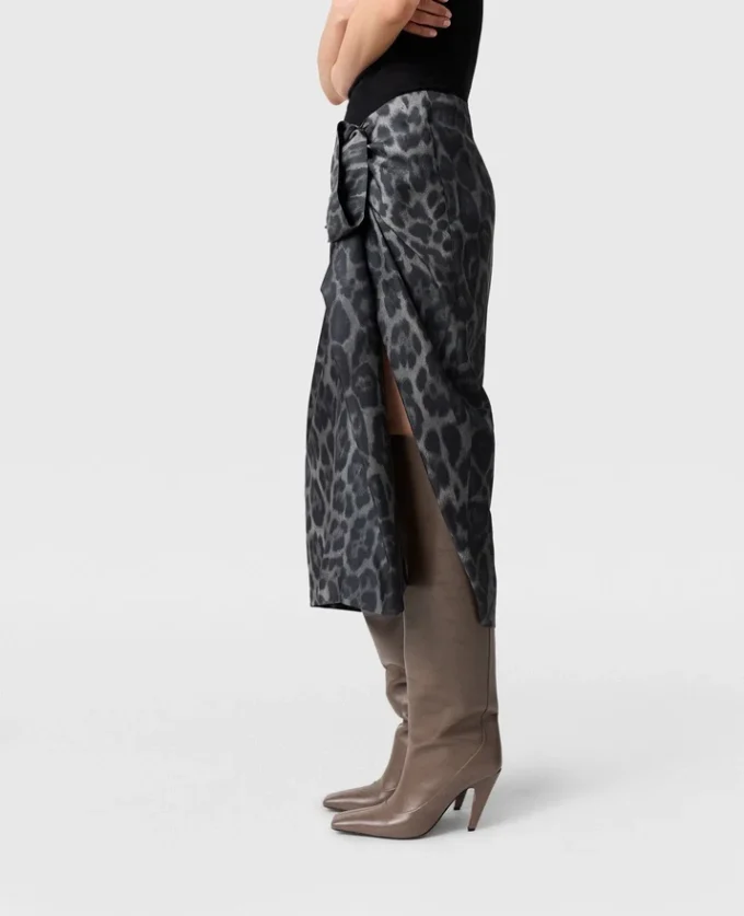 Knotted Asymmetric Leopard Midi Skirt Knotted Asymmetric Leopard Midi Skirt