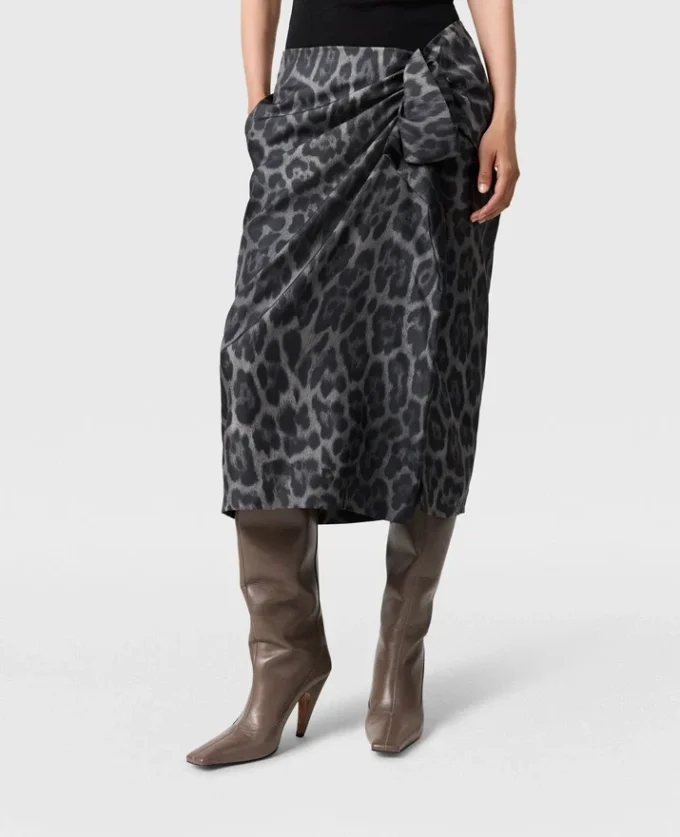 Knotted Asymmetric Leopard Midi Skirt Knotted Asymmetric Leopard Midi Skirt