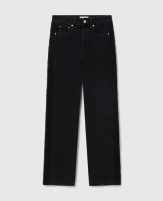 Lace High-Rise Straight Leg Jeans