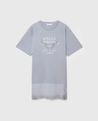 Lace-Insert Graphic T-Shirt Dress