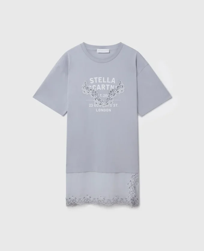 Lace-Insert Graphic T-Shirt Dress Lace-Insert Graphic T-Shirt Dress