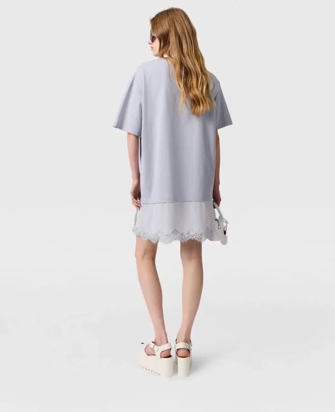 Lace-Insert Graphic T-Shirt Dress Lace-Insert Graphic T-Shirt Dress