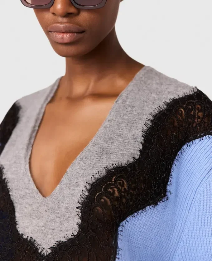 Lace Insert Long Sleeved Sweater Lace Insert Long Sleeved Sweater