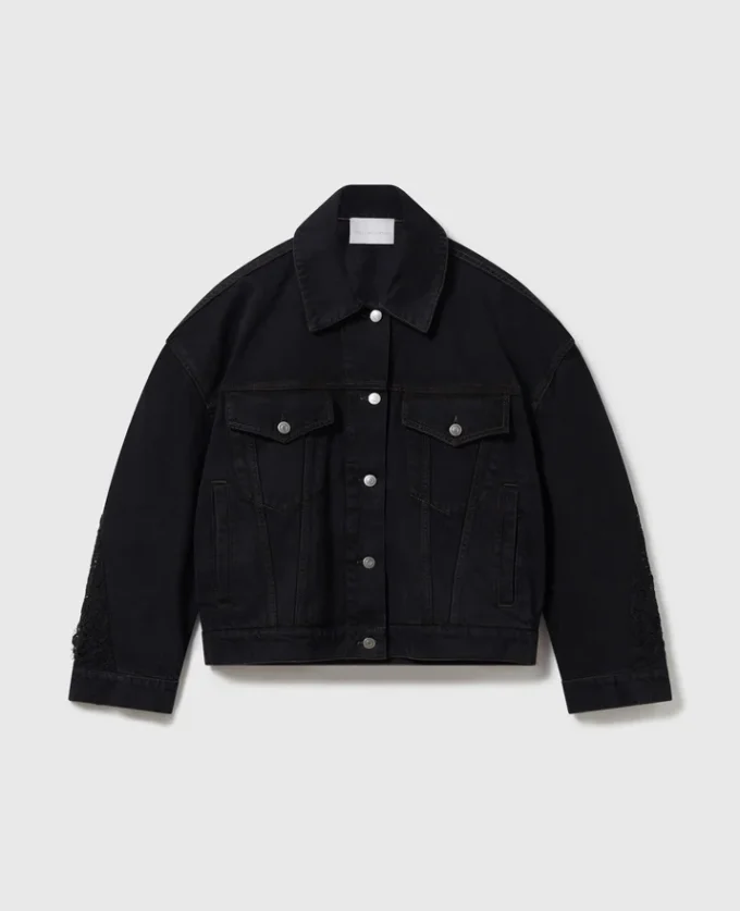 Lace-Insert Paneled Denim Jacket Lace-Insert Paneled Denim Jacket