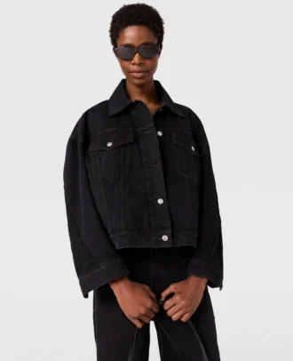 Lace-Insert Paneled Denim Jacket Lace-Insert Paneled Denim Jacket