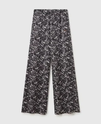 Lace Print Oversized Drawstring Pants