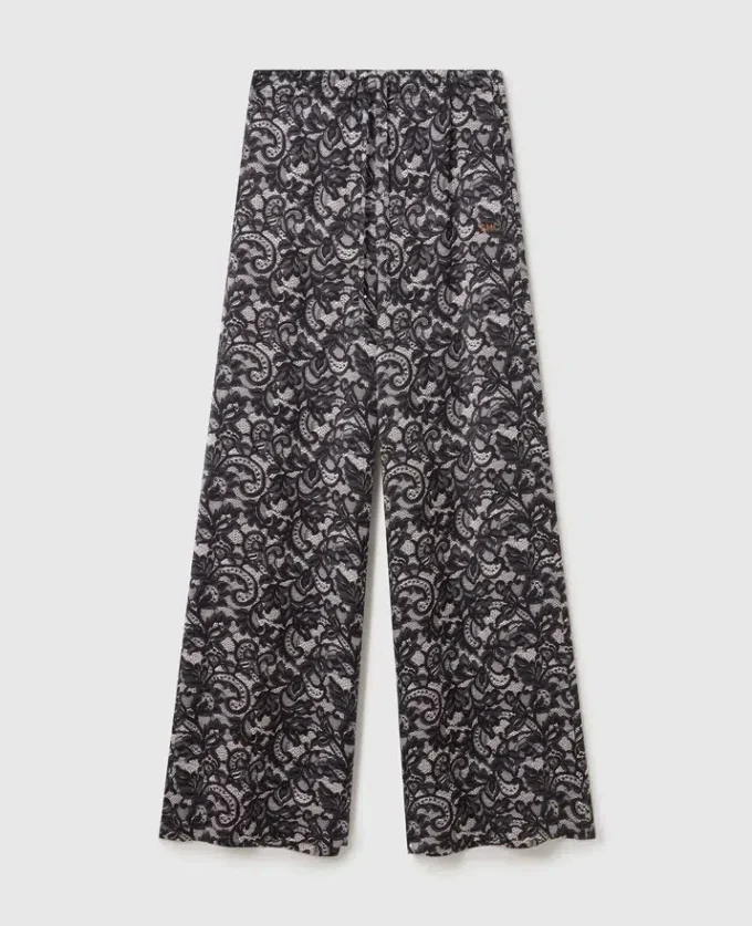 Lace Print Oversized Drawstring Pants Lace Print Oversized Drawstring Pants
