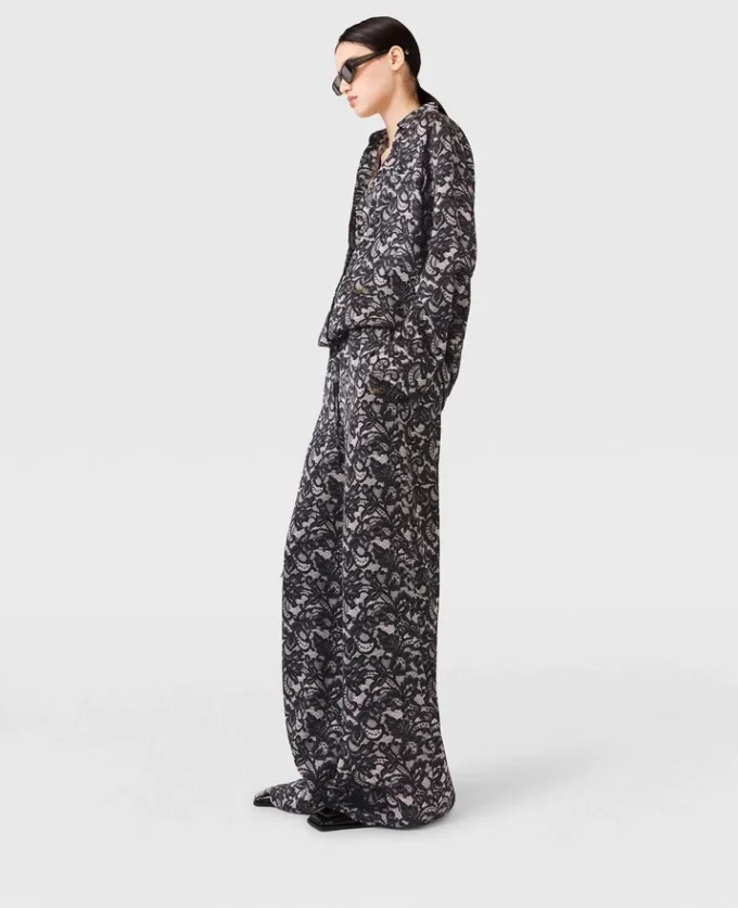 Lace Print Oversized Drawstring Pants Lace Print Oversized Drawstring Pants