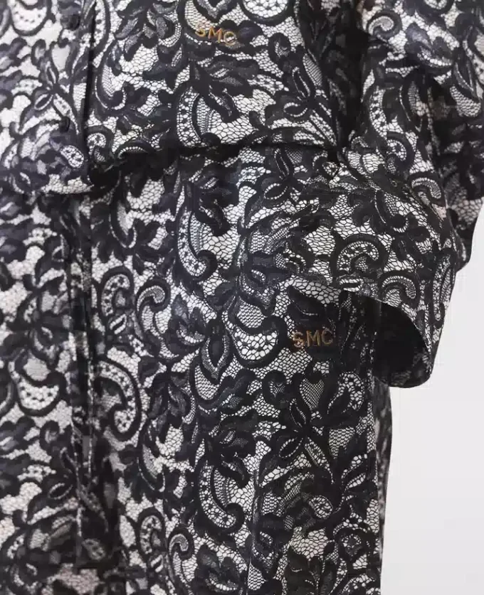 Lace Print Oversized Drawstring Pants Lace Print Oversized Drawstring Pants