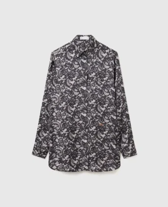 Lace Print Oversized Shirt