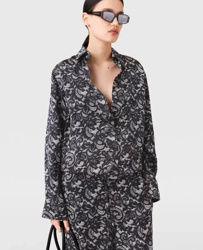 Lace Print Oversized Shirt Lace Print Oversized Shirt
