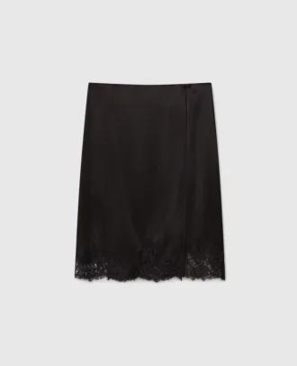 Lace Satin Midi Skirt
