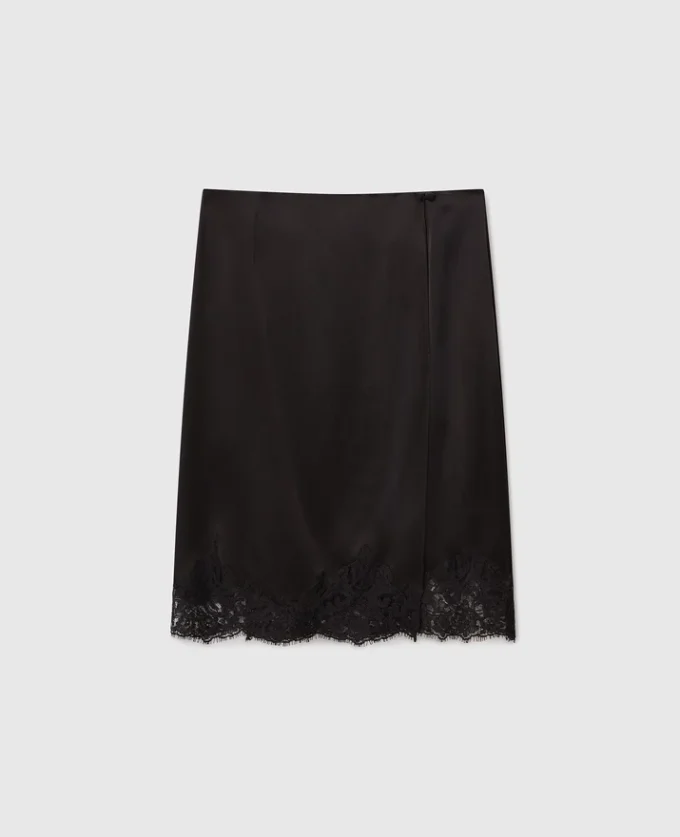 Lace Satin Midi Skirt Lace Satin Midi Skirt