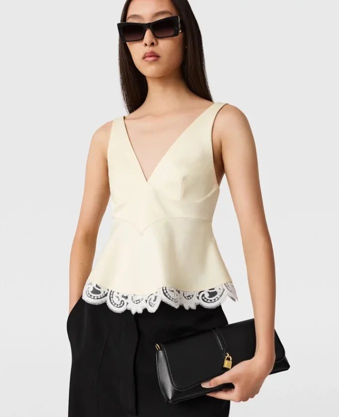 Lace-Trim V-Neck Top Lace-Trim V-Neck Top