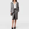 Lace-Trimmed Pinstripe Midi Skirt Lace-Trimmed Pinstripe Midi Skirt