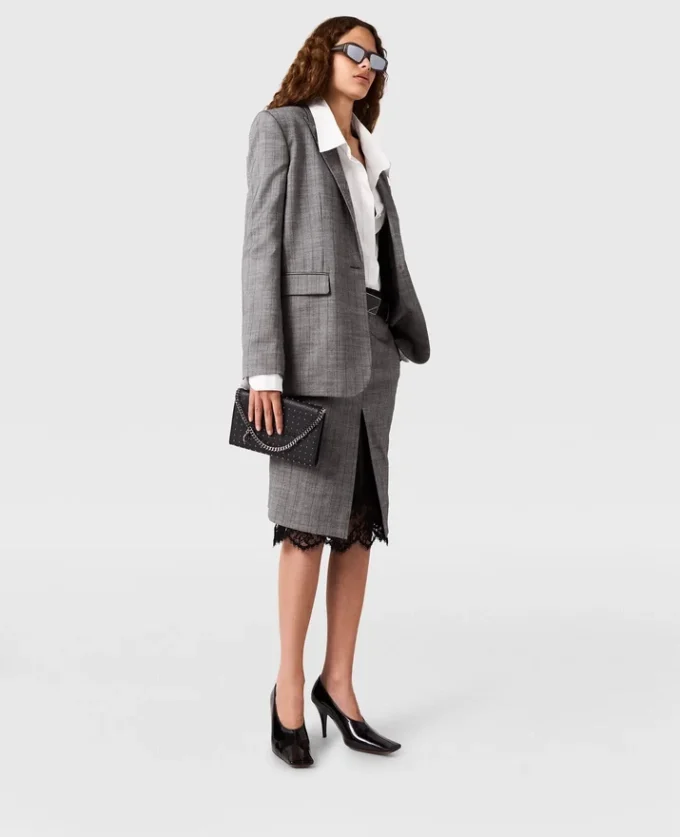 Lace-Trimmed Pinstripe Midi Skirt Lace-Trimmed Pinstripe Midi Skirt