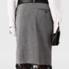 Lace-Trimmed Pinstripe Midi Skirt Lace-Trimmed Pinstripe Midi Skirt