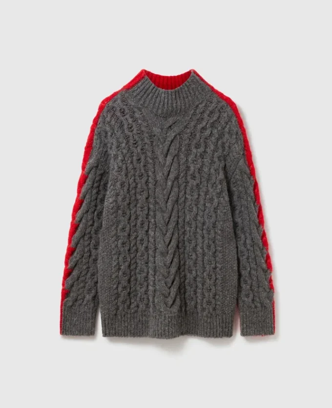 Laced Sleeves Cableknit Turtleneck Sweater Laced Sleeves Cableknit Turtleneck Sweater