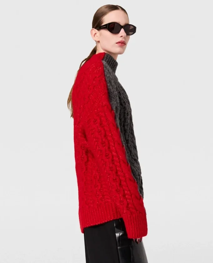 Laced Sleeves Cableknit Turtleneck Sweater Laced Sleeves Cableknit Turtleneck Sweater