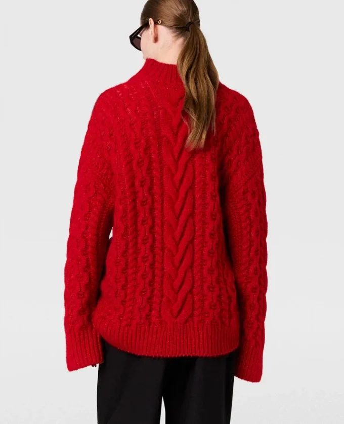 Laced Sleeves Cableknit Turtleneck Sweater Laced Sleeves Cableknit Turtleneck Sweater
