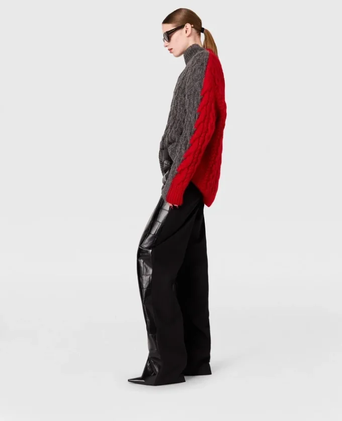 Laced Sleeves Cableknit Turtleneck Sweater Laced Sleeves Cableknit Turtleneck Sweater