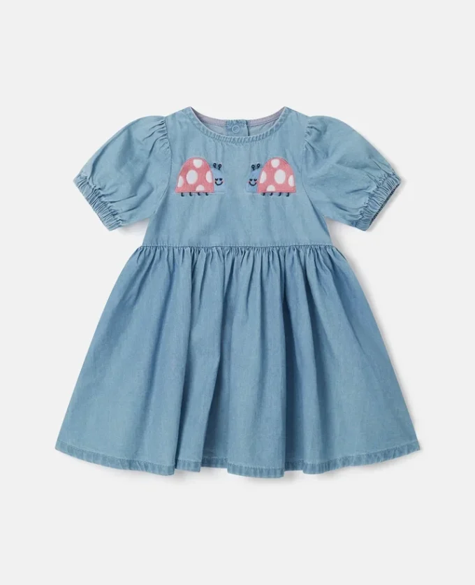 Ladybird-Embroidered Denim Dress Ladybird-Embroidered Denim Dress