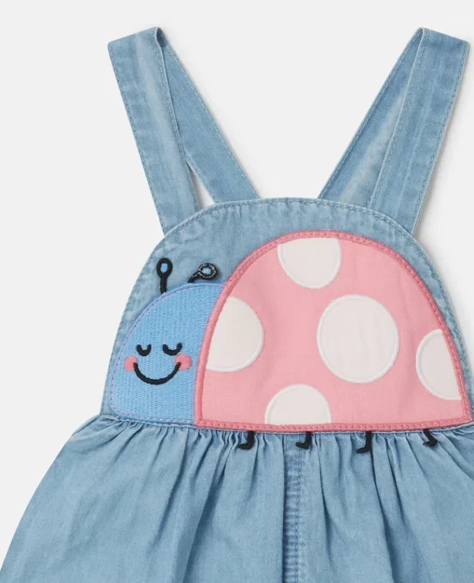 Ladybird-Embroidered Denim Romper Ladybird-Embroidered Denim Romper