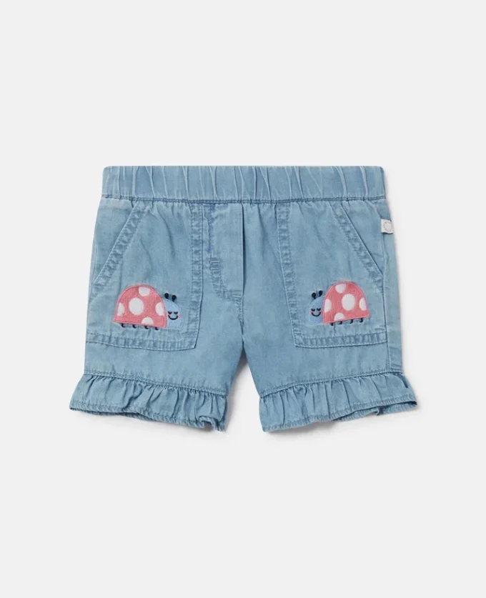 Ladybird-Embroidered Denim Shorts Ladybird-Embroidered Denim Shorts
