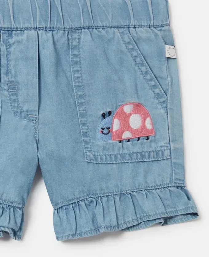 Ladybird-Embroidered Denim Shorts Ladybird-Embroidered Denim Shorts