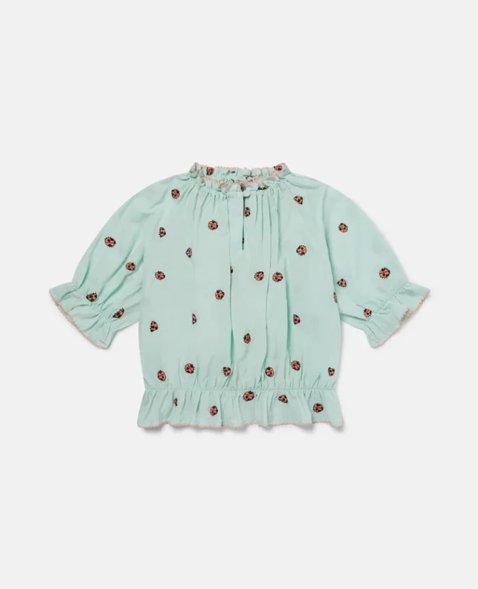 Ladybird Short-Sleeve Pleated Trim Top Ladybird Short-Sleeve Pleated Trim Top