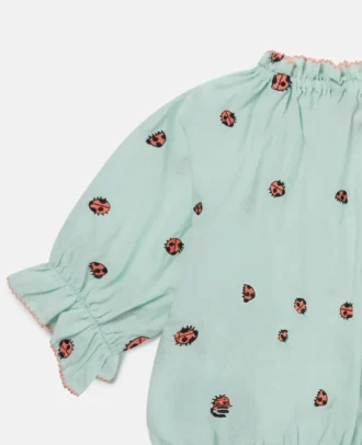 Ladybird Short-Sleeve Pleated Trim Top