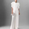 Lead-Free Crystal Chain Cap-Sleeve Jumpsuit Lead-Free Crystal Chain Cap-Sleeve Jumpsuit