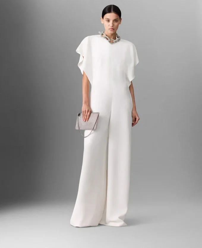 Lead-Free Crystal Chain Cap-Sleeve Jumpsuit Lead-Free Crystal Chain Cap-Sleeve Jumpsuit