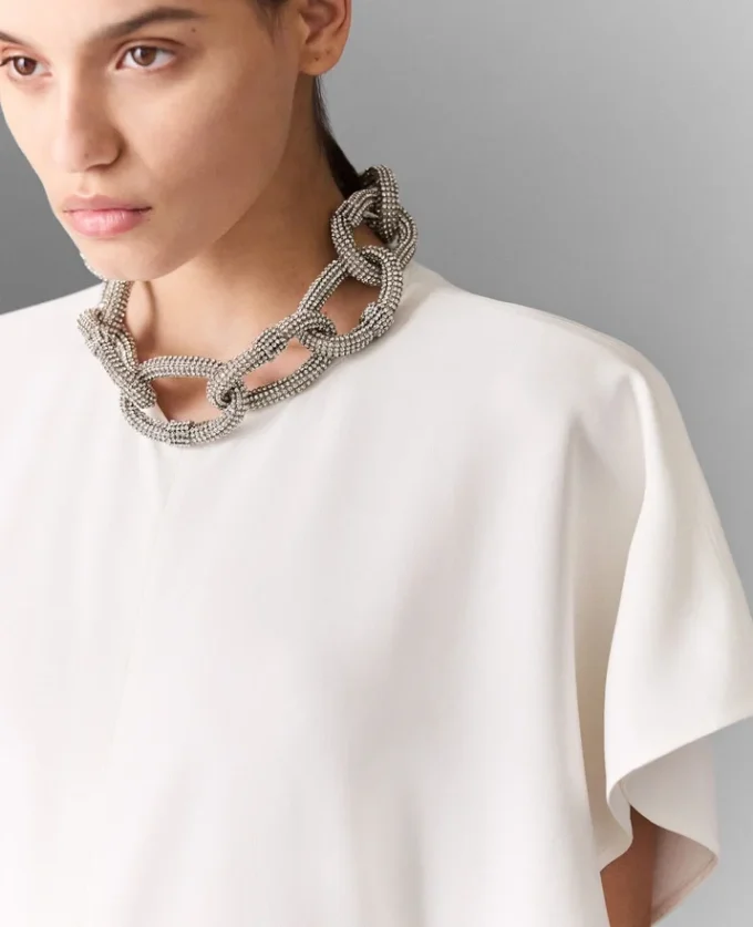 Lead-Free Crystal Chain Cap-Sleeve Jumpsuit Lead-Free Crystal Chain Cap-Sleeve Jumpsuit