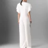 Lead-Free Crystal Chain Cap-Sleeve Jumpsuit Lead-Free Crystal Chain Cap-Sleeve Jumpsuit