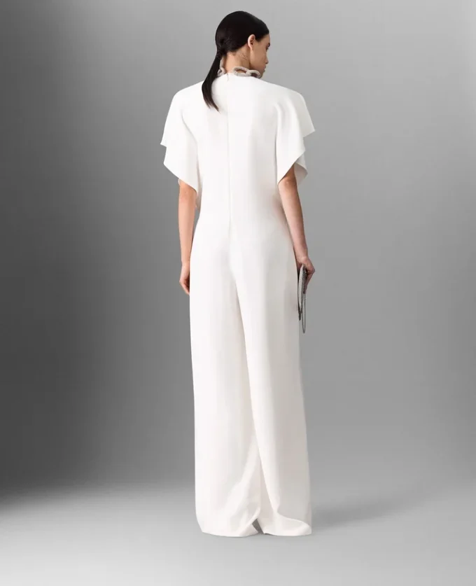 Lead-Free Crystal Chain Cap-Sleeve Jumpsuit Lead-Free Crystal Chain Cap-Sleeve Jumpsuit