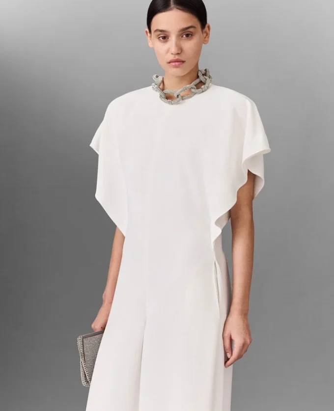 Lead-Free Crystal Chain Cap-Sleeve Jumpsuit Lead-Free Crystal Chain Cap-Sleeve Jumpsuit