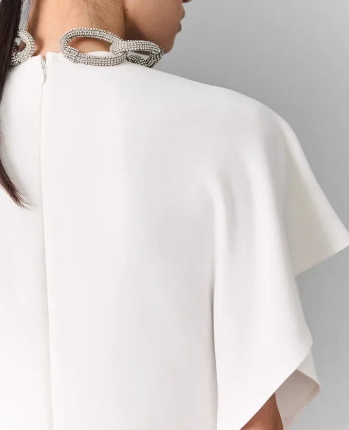 Lead-Free Crystal Chain Cap-Sleeve Jumpsuit Lead-Free Crystal Chain Cap-Sleeve Jumpsuit