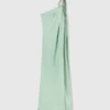 Lead-Free Crystal Chain Link Asymmetric Draped Maxi Dress Lead-Free Crystal Chain Link Asymmetric Draped Maxi Dress