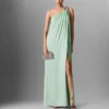 Lead-Free Crystal Chain Link Asymmetric Draped Maxi Dress Lead-Free Crystal Chain Link Asymmetric Draped Maxi Dress