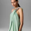 Lead-Free Crystal Chain Link Asymmetric Draped Maxi Dress Lead-Free Crystal Chain Link Asymmetric Draped Maxi Dress